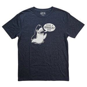 NWOT | Crazy Dog T-Shirts "Have a Grrreat Day" Tee | Shark Humor | Navy | XL